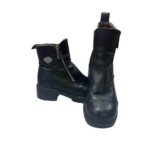 Harley Davidson Boots Womens 7 1/2 Motor Cycles Biker Black Leather Chunky Heel